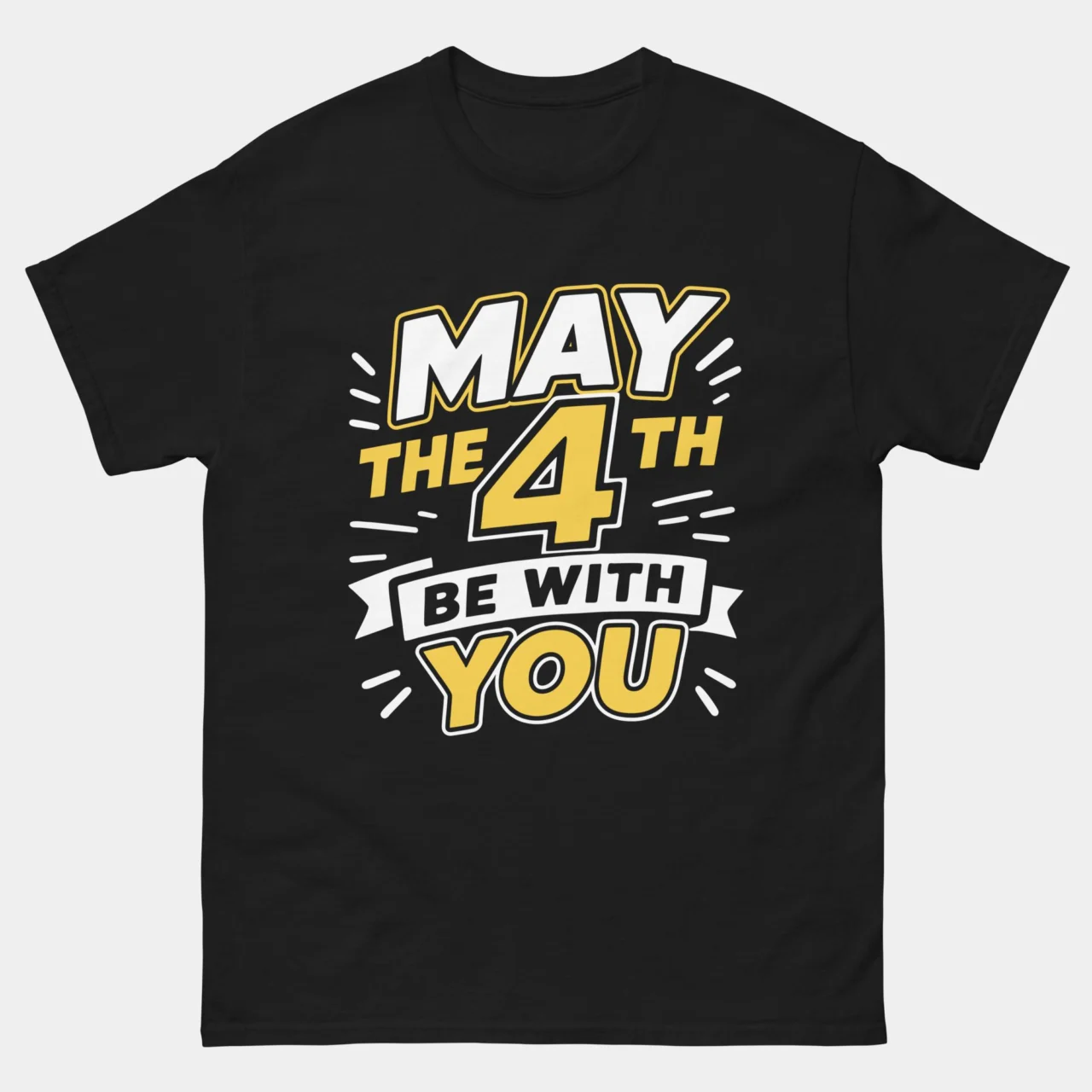 Black May The 4th Be With You May Fourth Shirt, a bold sci-fi fan holiday design